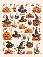 ハロウィンのイラストセット