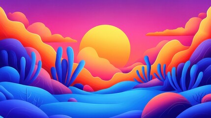 Dive into a vivid digital realm, where colors collide and shapes create a symphony of modern cartoon art.