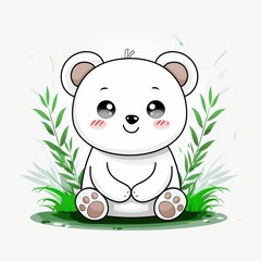 Fototapeta premium Explore a charming minimalist style with a cute cartoon character outlined in sleek line strokes on a clean white background.