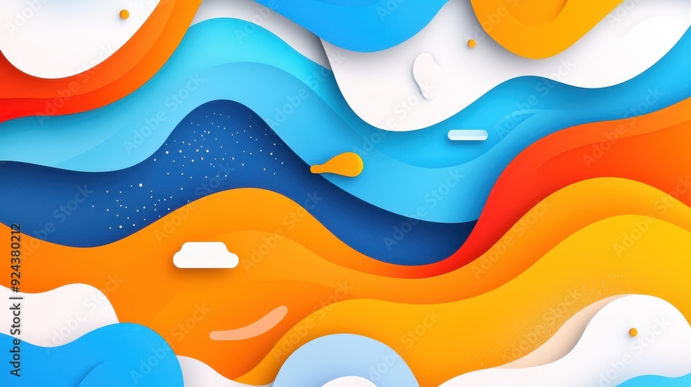 Poster colorful waves blend in an abstract background, bringing a vibrant touch to your design with modern 