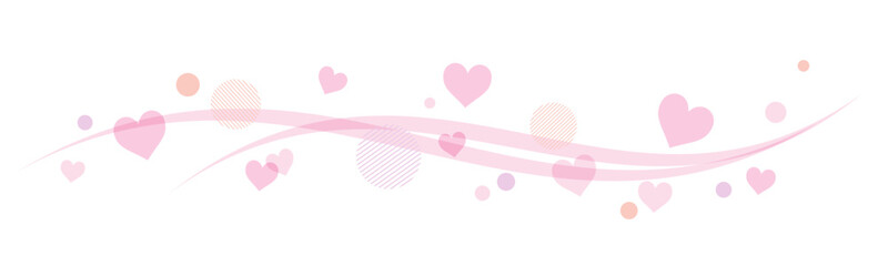 ふわふわと流れるハートとウェーブ