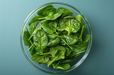 A bowl of blanched spinach in clear water