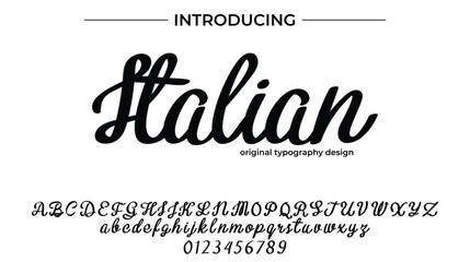 Italian Font Stylish brush painted an uppercase vector letters, alphabet, typeface