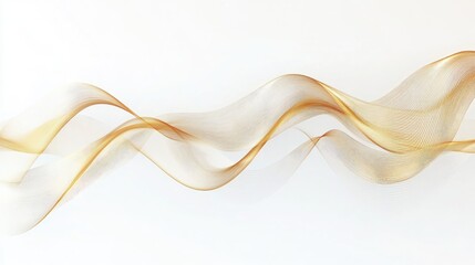 Soft golden waves gracefully flow across a pristine white background, producing a calming abstract design that enhances any modern space