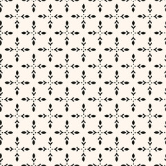 Obraz premium Simple minimalist geometric seamless pattern. Abstract monochrome minimal background with small floral shapes. Subtle repeat design for decor, print.