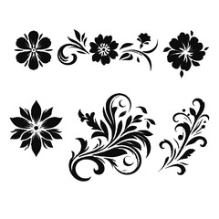Elegant black and white floral vector designs with intricate details, perfect for decorative and artistic projects.
