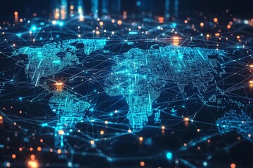 Fototapeta premium Global Digital Business Network Connection Illustration created with Generative AI