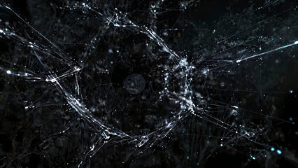 近未来、ハイテク、シナプス、パーティクル、エフェクト、蜘蛛の巣、レーザー、ライン、光線