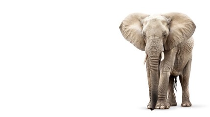 African Elephant Isolated on White Background.