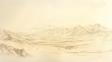 Numbers Biblical Illustration, Panoramic View of Southern Boundary from Wilderness of Zin, Beige Background, Perfect for Faith-Based Content