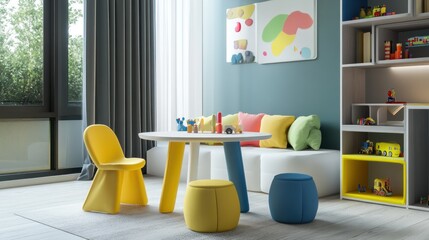 Modern Playroom with Colorful Furniture