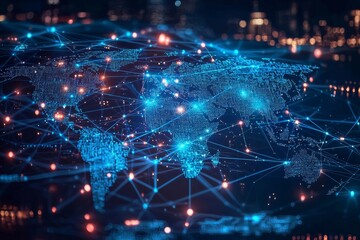 Obraz premium Global Digital Business Network Connection Illustration created with Generative AI