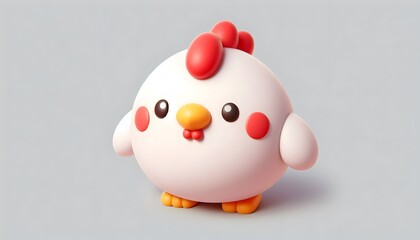 chicken character 3D posed playfully against a neutral background