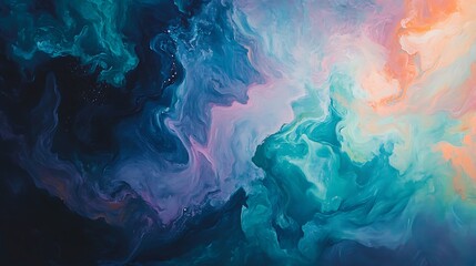 Abstract Swirling Colors in Blue, Green and Pink Hues