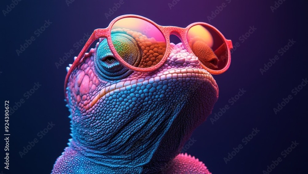 Wall mural cool lizard in sunglasses