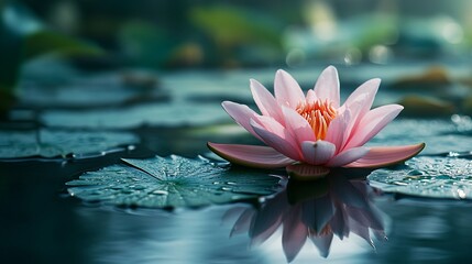 Serene Lotus Blossom Floating on Tranquil Water