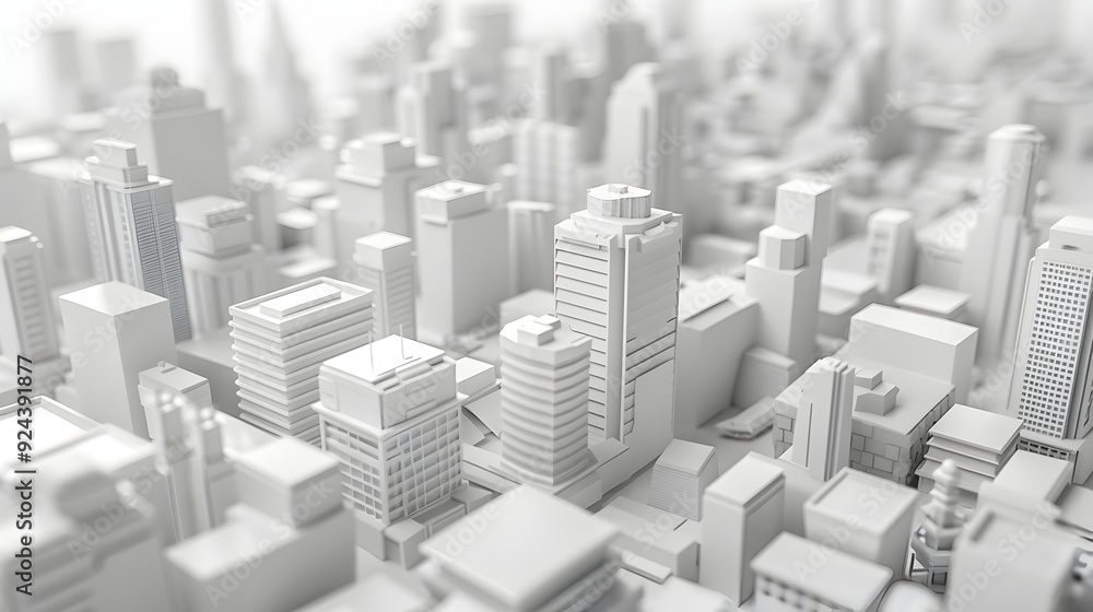 Poster skyscraper and metropolis city in monochrome. architecture and business city plan concept. low polyg