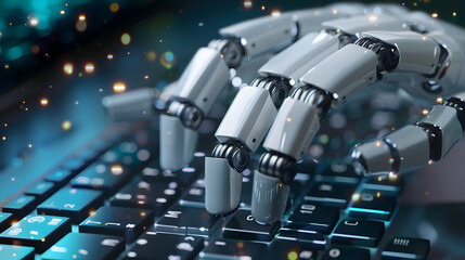 Naklejka premium RPA and AI collaboration in data analytics