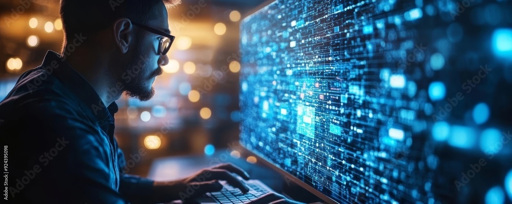 Poster digital technology, internet network connection, big data, digital marketing iot internet of things 