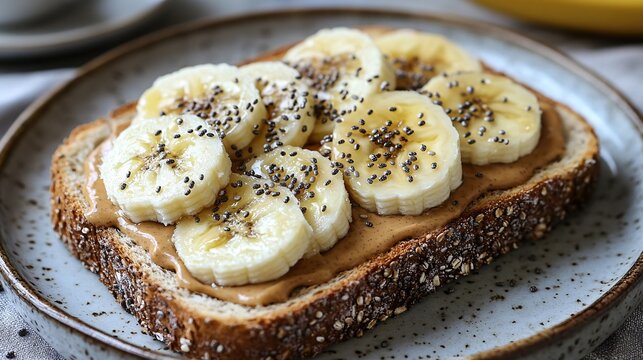 Sourdough Toast with Peanut Butter, Banana, and Chia Seeds