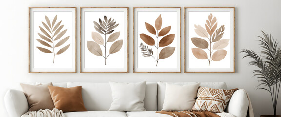 Boho & Scandi Wall Decor: Neutral Botanical and Abstract Prints and a Mockup template 