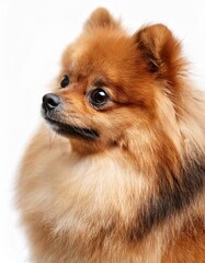 Fototapeta premium ポメラニアンのポートレート（Pomeranian portrait on white background） 