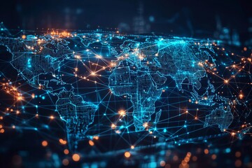 Fototapeta premium Global Digital Business Network Connection Illustration created with Generative AI