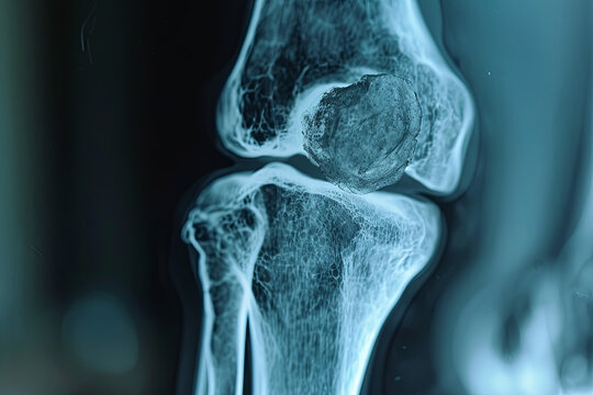 Knee X-ray post-accident, tibia plateau fracture