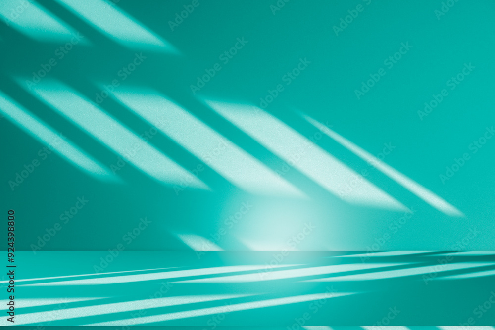 Aufkleber wall interior background, studio and backdrops show products. with leaf shadow from window color gre