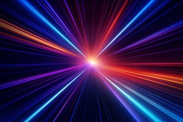 Obraz premium Abstract Star Burst background, Neon Starburst background, Neon Sunburst Wallpaper, abstract background with bright light rays, dynamic Neon Lights wallpaper, Speed lights background, AI Generative