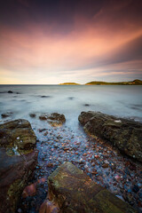 Naklejka premium Beautiful seascape of Thailand during sunrise in Namsai Beach at at Sattahip, Chonburi Province
