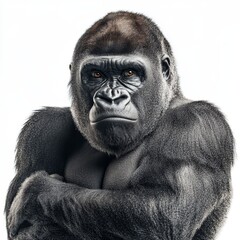 big funny gorilla , popular on stock sites, isolated on white
