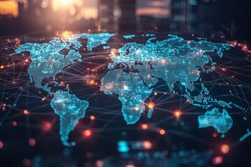 Obraz premium Global Digital Business Network Connection Illustration created with Generative AI
