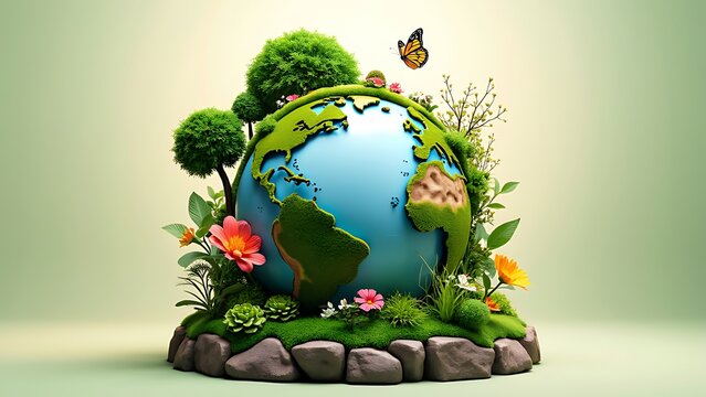 Earth day concept on white background, World environment day