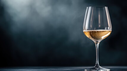 Obraz premium Wine glass with swirling contents illuminated by spotlight, chiaroscuro.