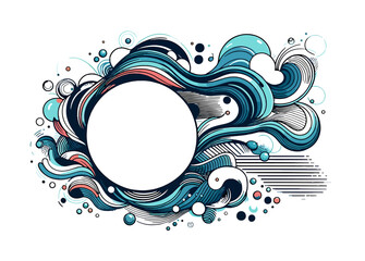 Vector design illustration featuring dynamic waves and floating bubbles or circles. Ideal for backgrounds or creative projects with a fluid, modern aesthetic. 