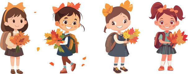 Children Collecting Autumn Leaves