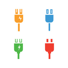 Electric plug icon set on white background. Vector illustration in trendy flat style