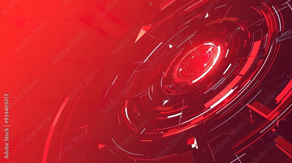 Poster abstract red and white circular geometric pattern