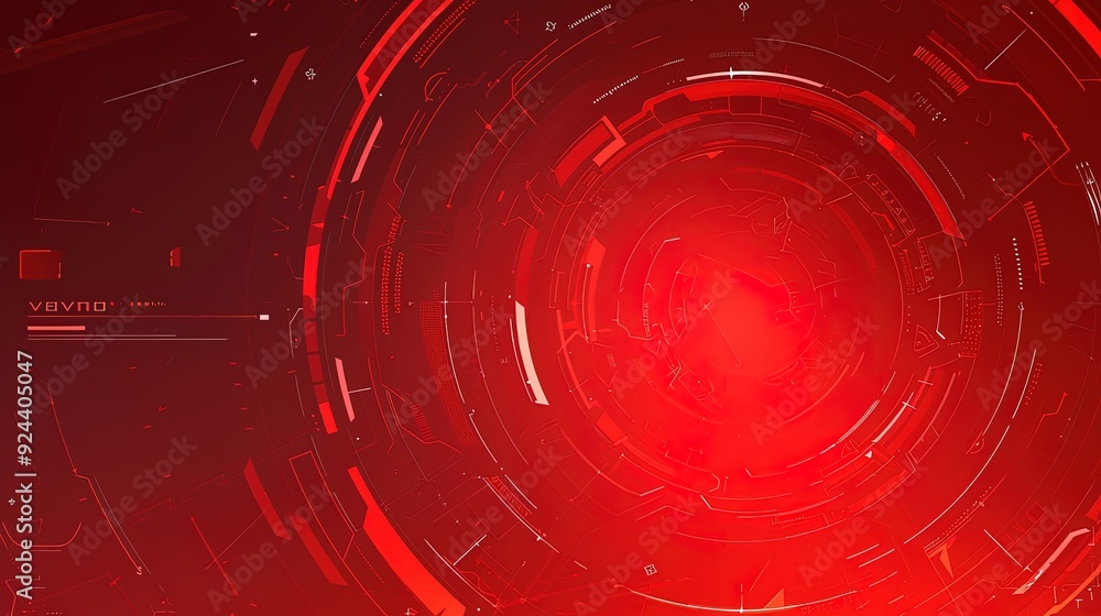 Poster abstract red and white circular digital interface