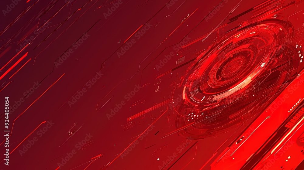 Poster abstract red technology background with circular element