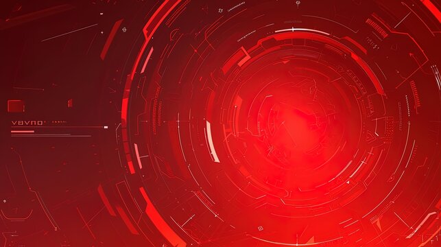 Abstract Red and White Circular Digital Interface
