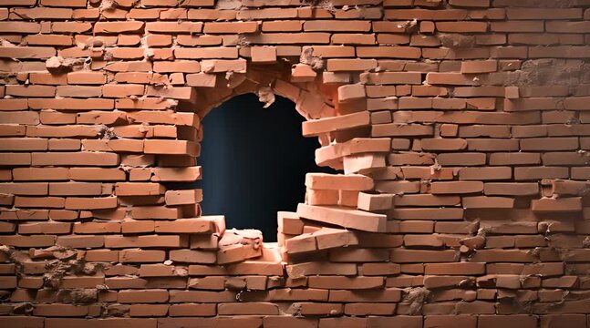 Gap in a Cracked Brick Wall Background