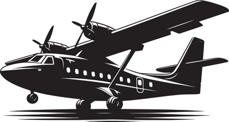 Airplane Flying silhouette flat vector illustration isolated on a white background