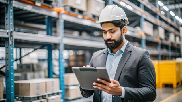 An Indian operations specialist examining metrics and performance data to improve supply chain efficiency.
