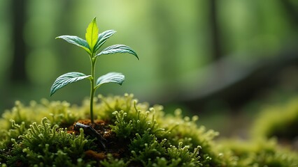Naklejka premium Close up Young plant growing over green background