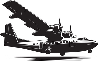 Airplane Flying silhouette flat vector illustration isolated on a white background