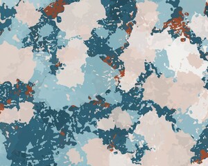 Abstract background with blue, white, and brown splattered paint, creating a textured and organic look.