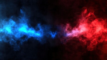 Red and blue smoke clouds on black transparent background with neon glow effect for sport versus concept. with generative ai