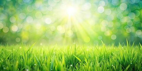 Obraz premium Spring or Summer Green Grass field with sunny bokeh background, grass, field, green, spring, summer, sunny, bokeh, background